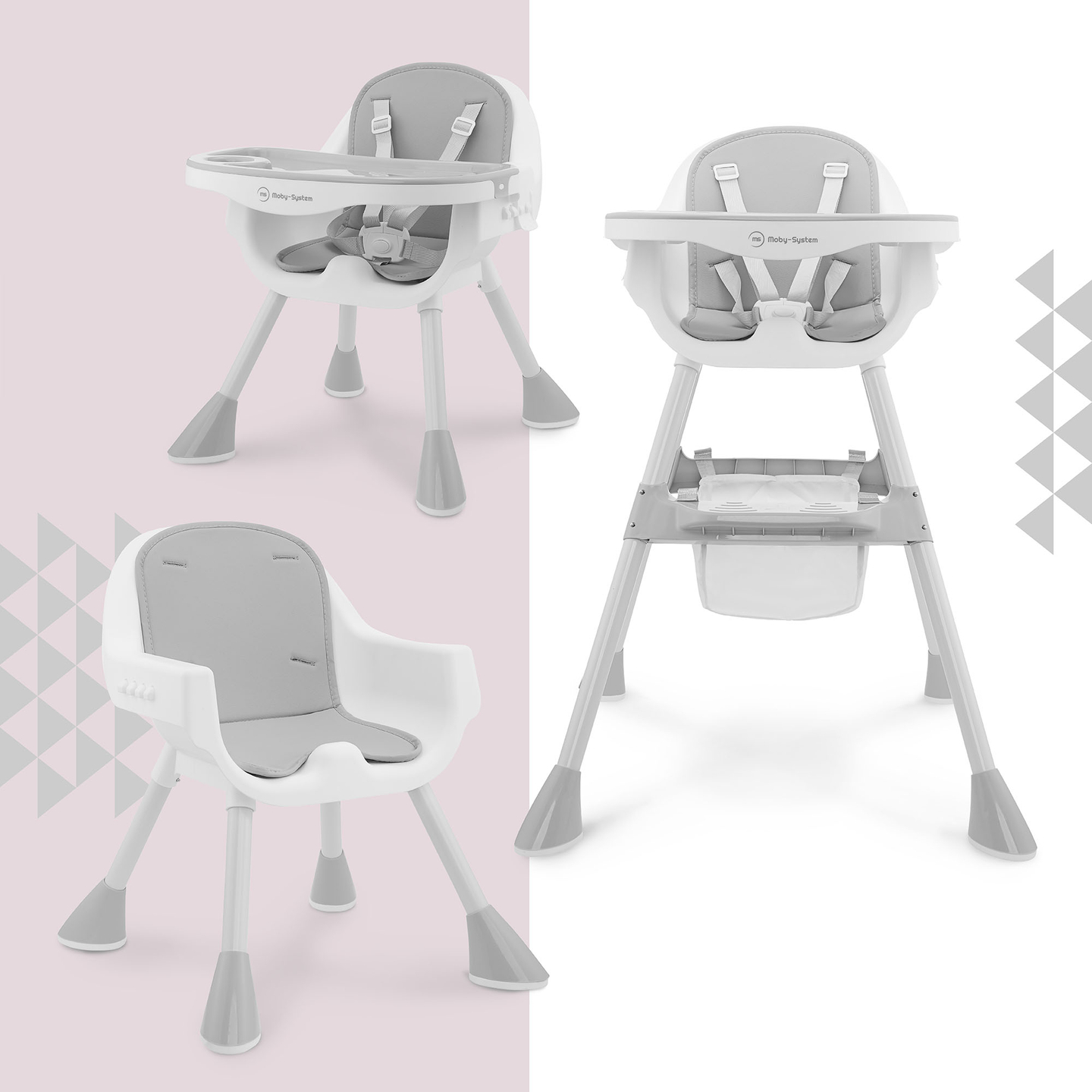 Moby-System Magnolia 2-en-1 chaise haute réglable - gris