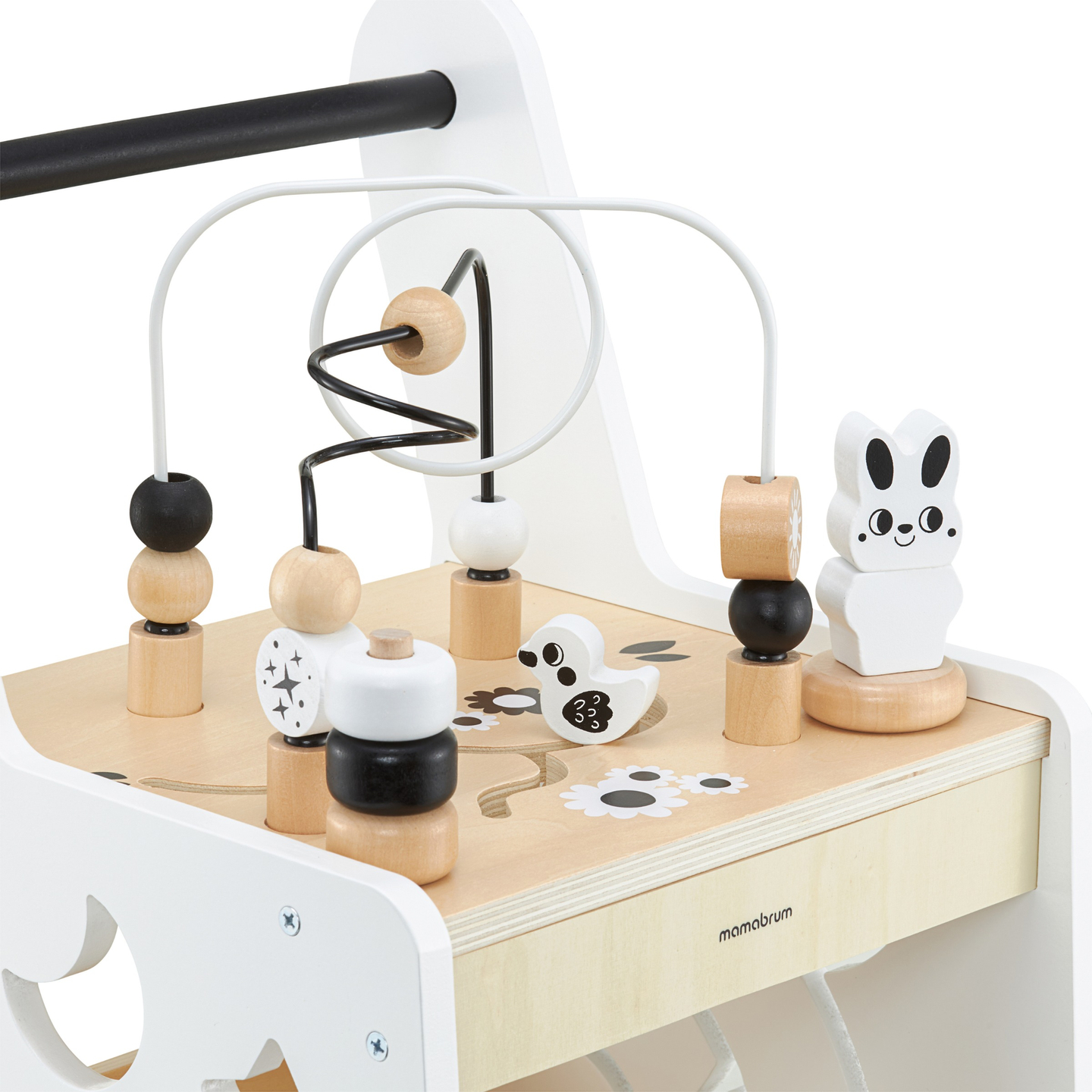 Poussette en bois 6in1, déambulateur avec fonction de table d'apprentissage