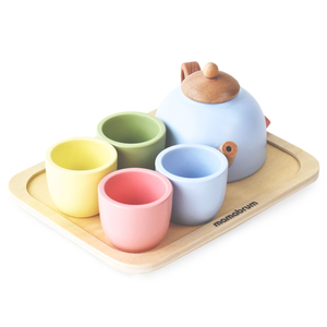 Service à thé en bois avec plateau - 7 pièces