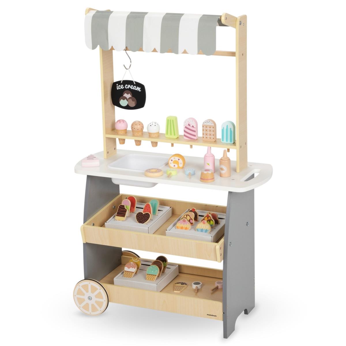 Glacier à roulettes en bois - chariot à glaces