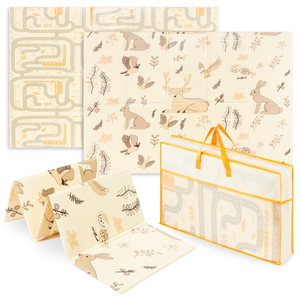 Tapis en mousse pliable double face 180 x 120 x 1 cm - Forêt Magique/Rues d'Automne - bohème