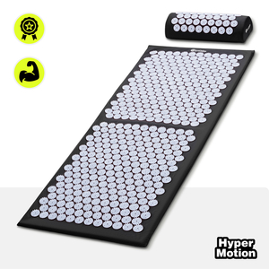 Grand tapis d'acupression avec coussin et housse - 130 cm HyperMotion noir et blanc