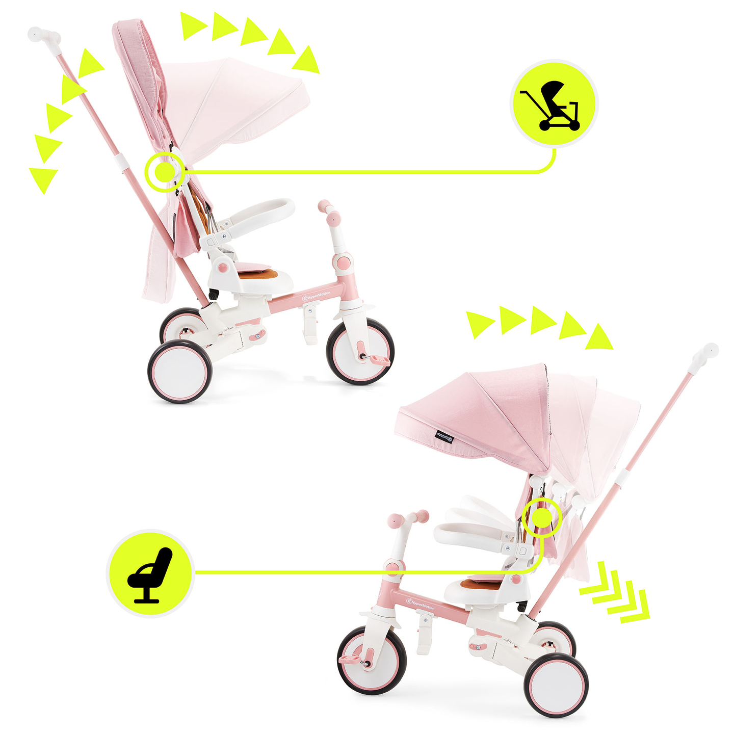 Tricycle multifonctionnel 8 en 1 TOBI FOREST - rose