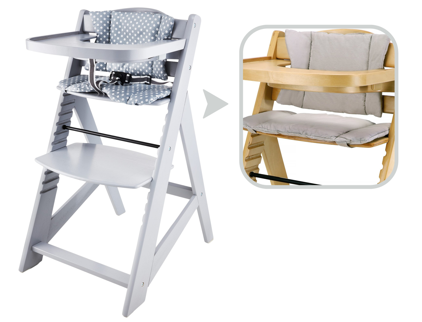 Chaise d'allaitement en bois Moby-System WOODY - couleur grise