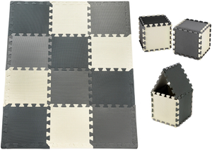 Puzzle en mousse 12pcs. - tapis de mousse éducatif 120 x 90 x 1.2cm avec bordure - gris