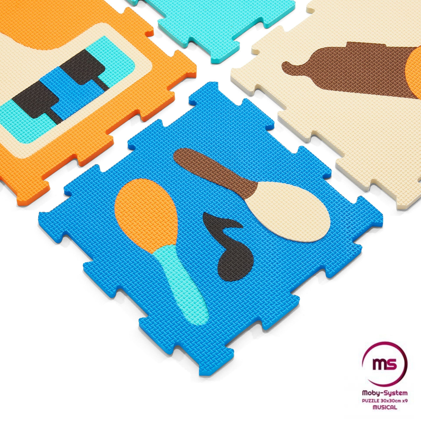 Tapis puzzle éducatif en mousse 90 x 90 x 1cm - mousse EVA - design : instruments