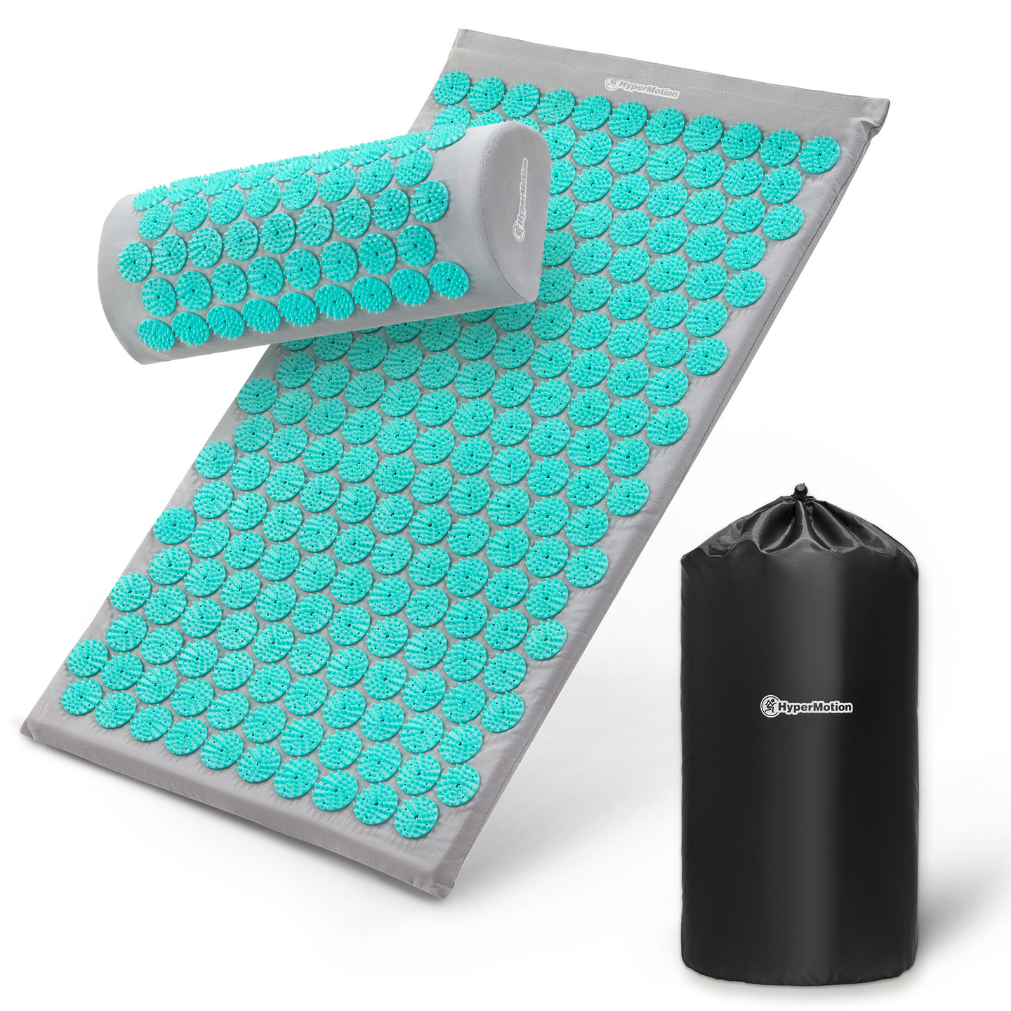 Tapis d'acupression avec coussin et housse - 72 cm HyperMotion gris-menthe