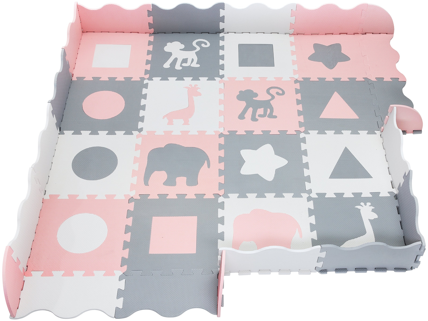 Tapis en mousse XL 150 x 150 x 1cm avec bordure - mousse EVA - rose