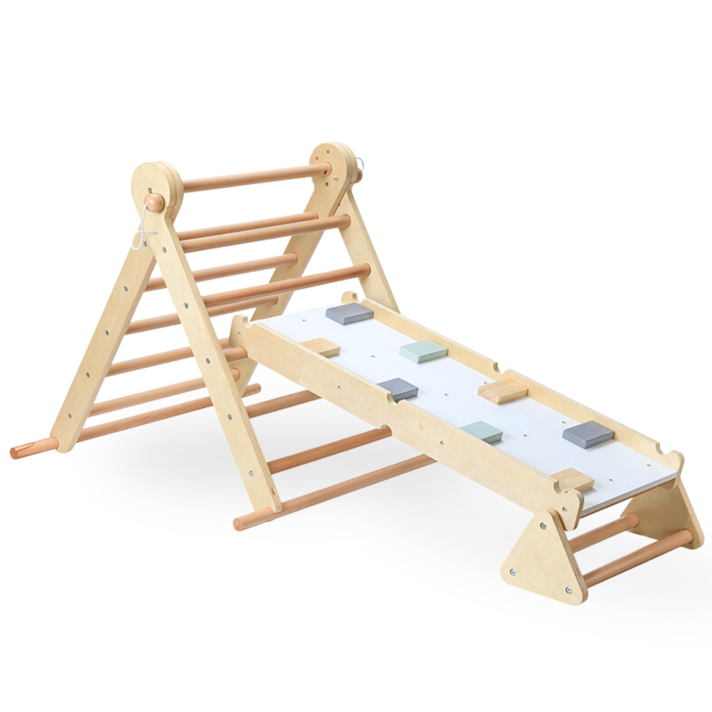 Aire de jeux en bois pour enfants - échelle + mur d'escalade + poutre d'équilibre - triangle de Pikler