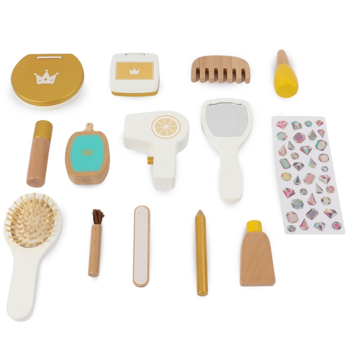 Set de maquillage pour enfants - trousse de maquillage + accessoires en bois, 15 pièces