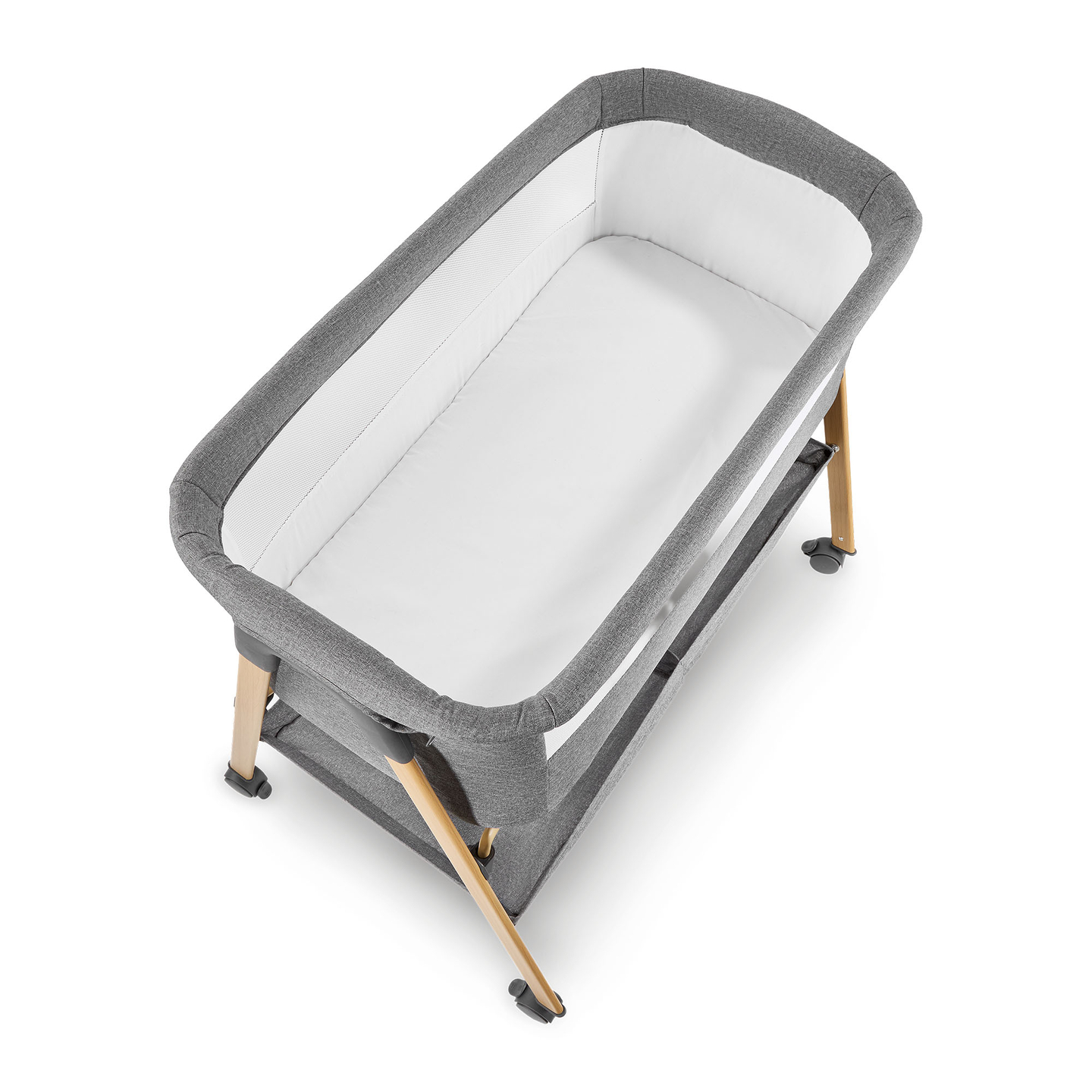 Lit bébé autoportant, lit de voyage, berceau avec matelas - gris