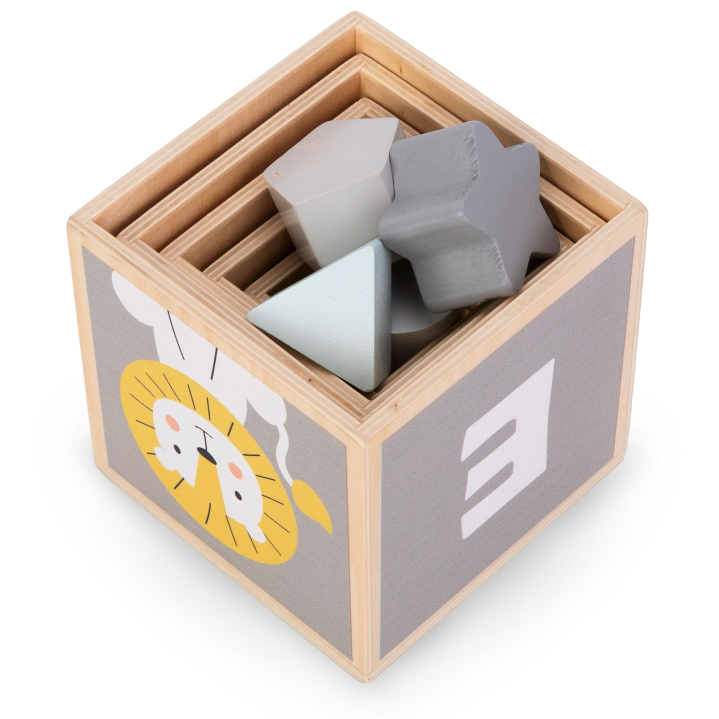 Tour en bois - trieur de formes chiffres alphabet animaux