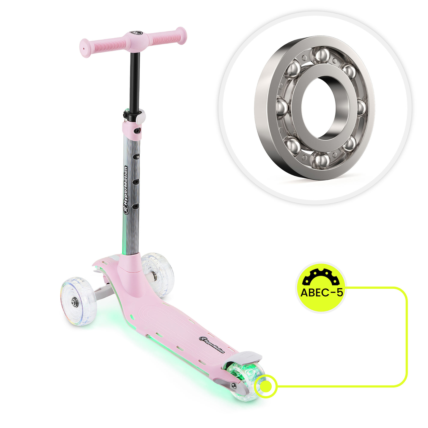 Trottinette d'équilibre HyperMotion BECKY - Éclairage LED RGB, rose