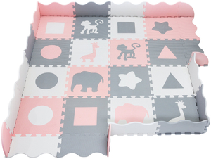 Tapis en mousse XL 150 x 150 x 1cm avec bordure - mousse EVA - rose