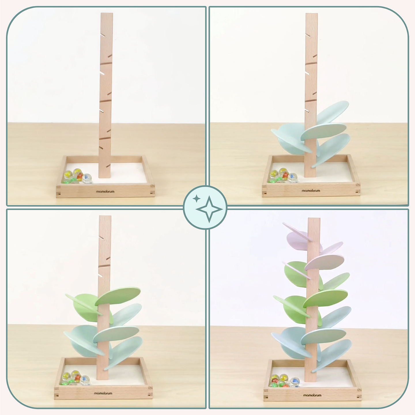 Culodrome en bois - arbre à sons avec boules