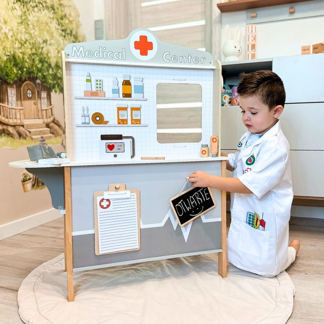 Cabinet médical en bois hôpital XXL - set de médecin avec accessoires