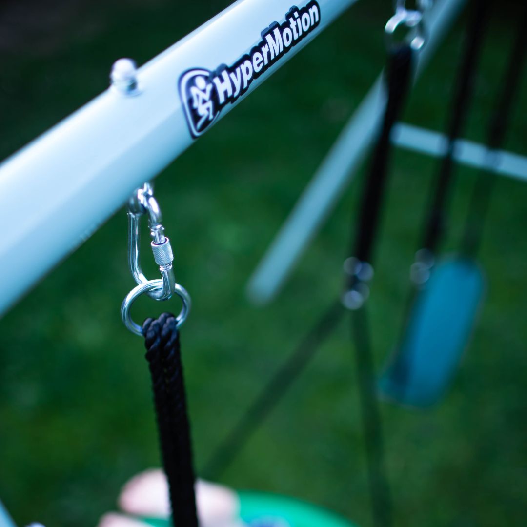 Balançoire de jardin double avec cadre et cordes - siège et nid de cigogne