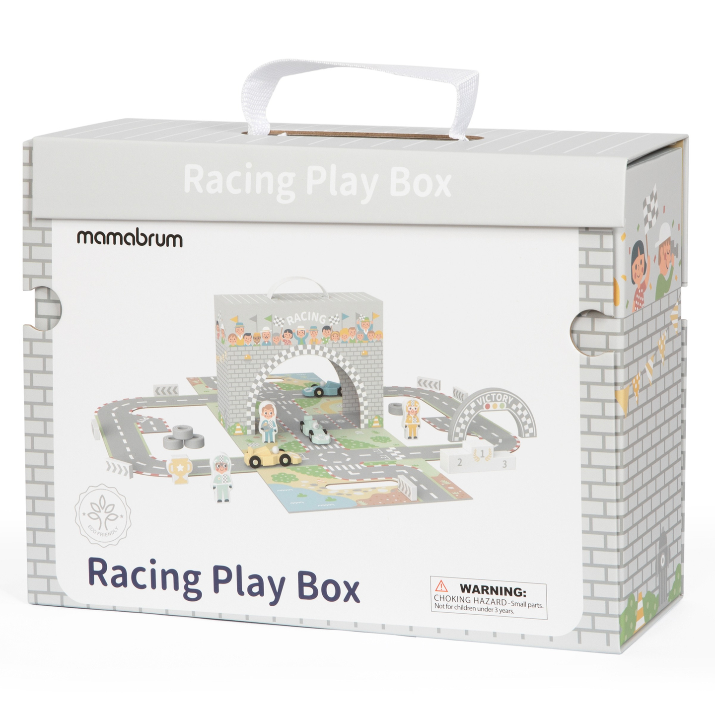 Valise magnétique avec piste de course, véhicules en bois et accessoires routiers