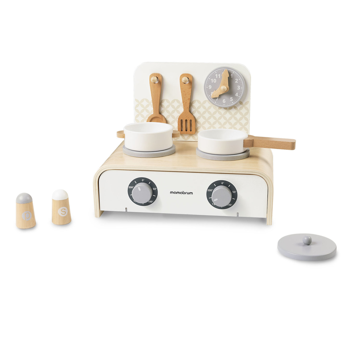 Cuisine pliante en bois Mamabrum pour enfants - Ensemble avec casseroles, accessoires de cuisine et rangement