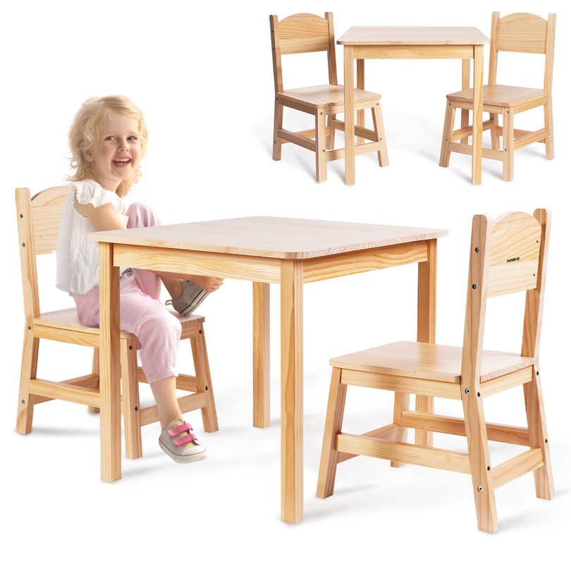 Table en bois et 2 chaises - ensemble pour enfants