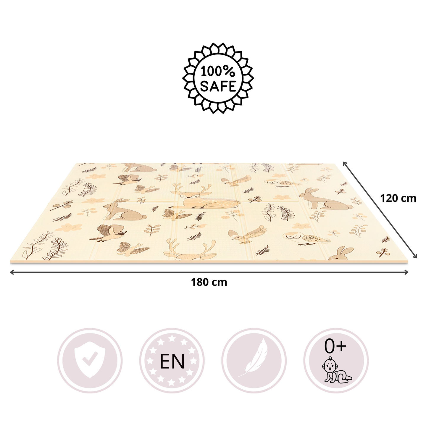 Tapis en mousse pliable double face 180 x 120 x 1 cm - Forêt Magique/Rues d'Automne - bohème
