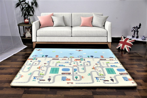 Tapis en mousse double face XXL - rouleau 2 CM (route et forêt avec ours en peluche)