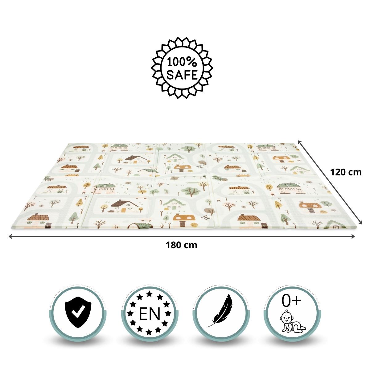 Tapis pliant double face en mousse 180 x 120 x 1cm - Charming Town/Sand Beige