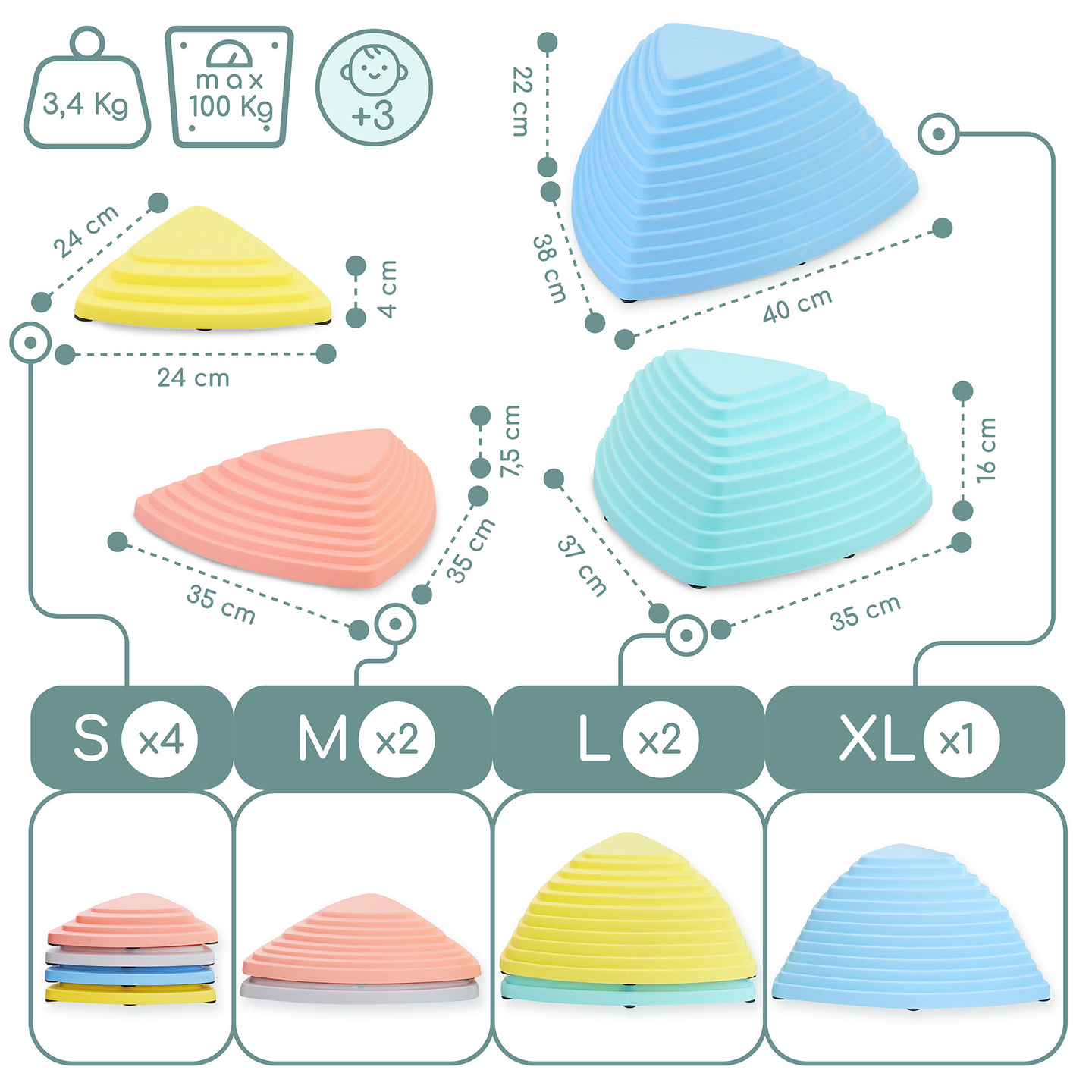 Pierres d'équilibre colorées - 9 pièces