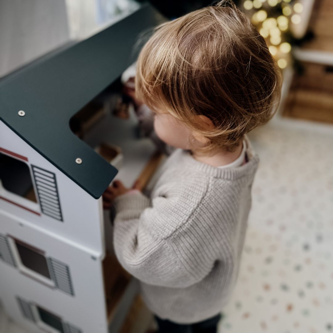 Maison de poupées en bois blanc avec accessoires 18 pcs.