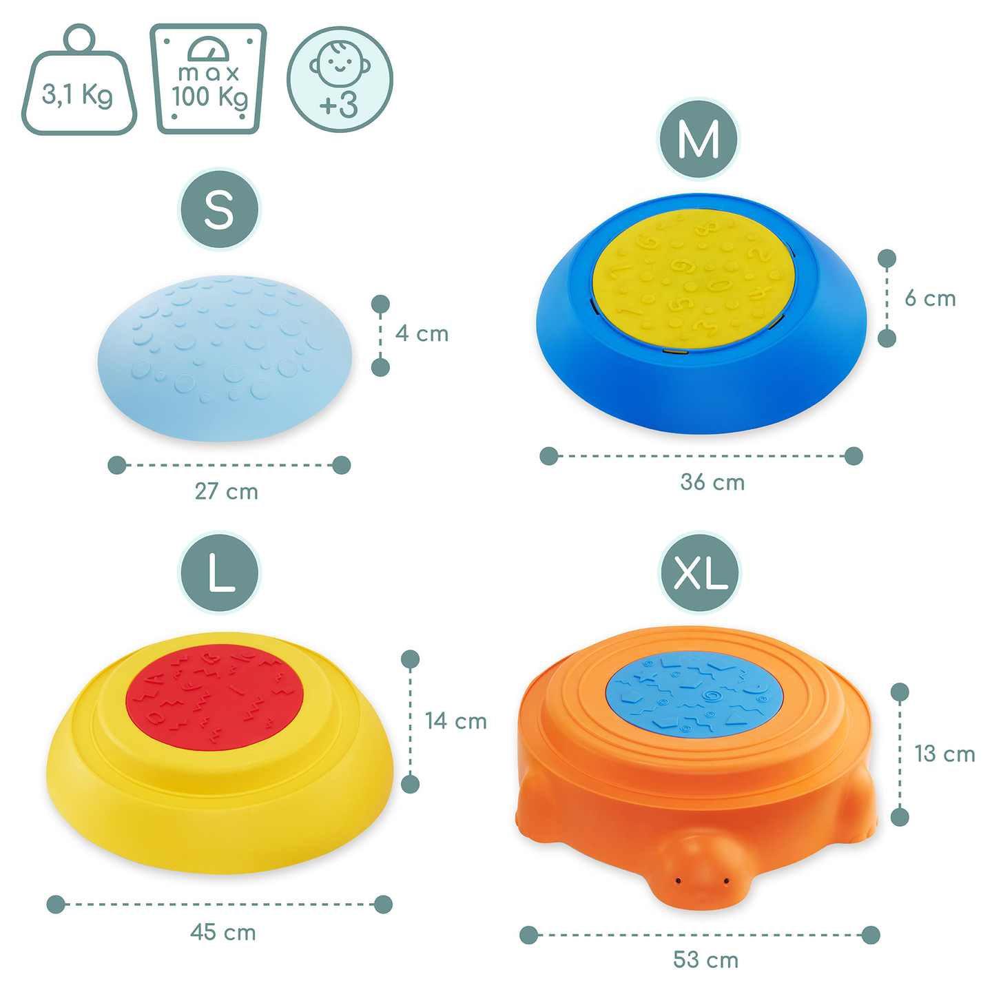 Parcours sensoriel pour enfants - Tortue colorée
