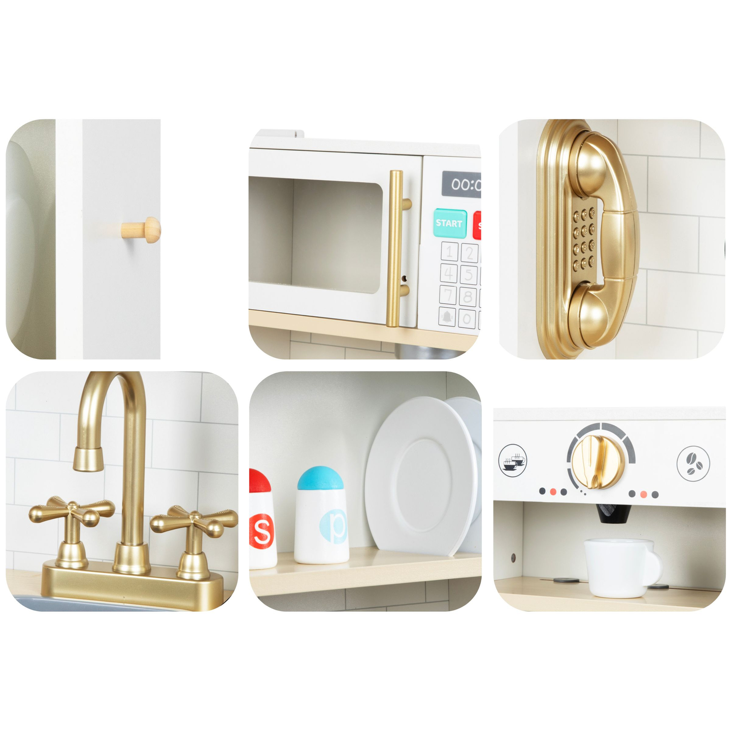 Cuisine interactive XXL en bois avec accessoires et éclairage LED - sur deux niveaux