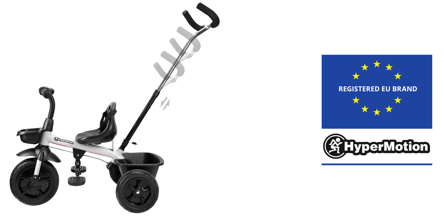 HyperMotion TOBI VECTOR tricycle - roues éternellement gonflables + barre de poussée. Couleur : gris clair.