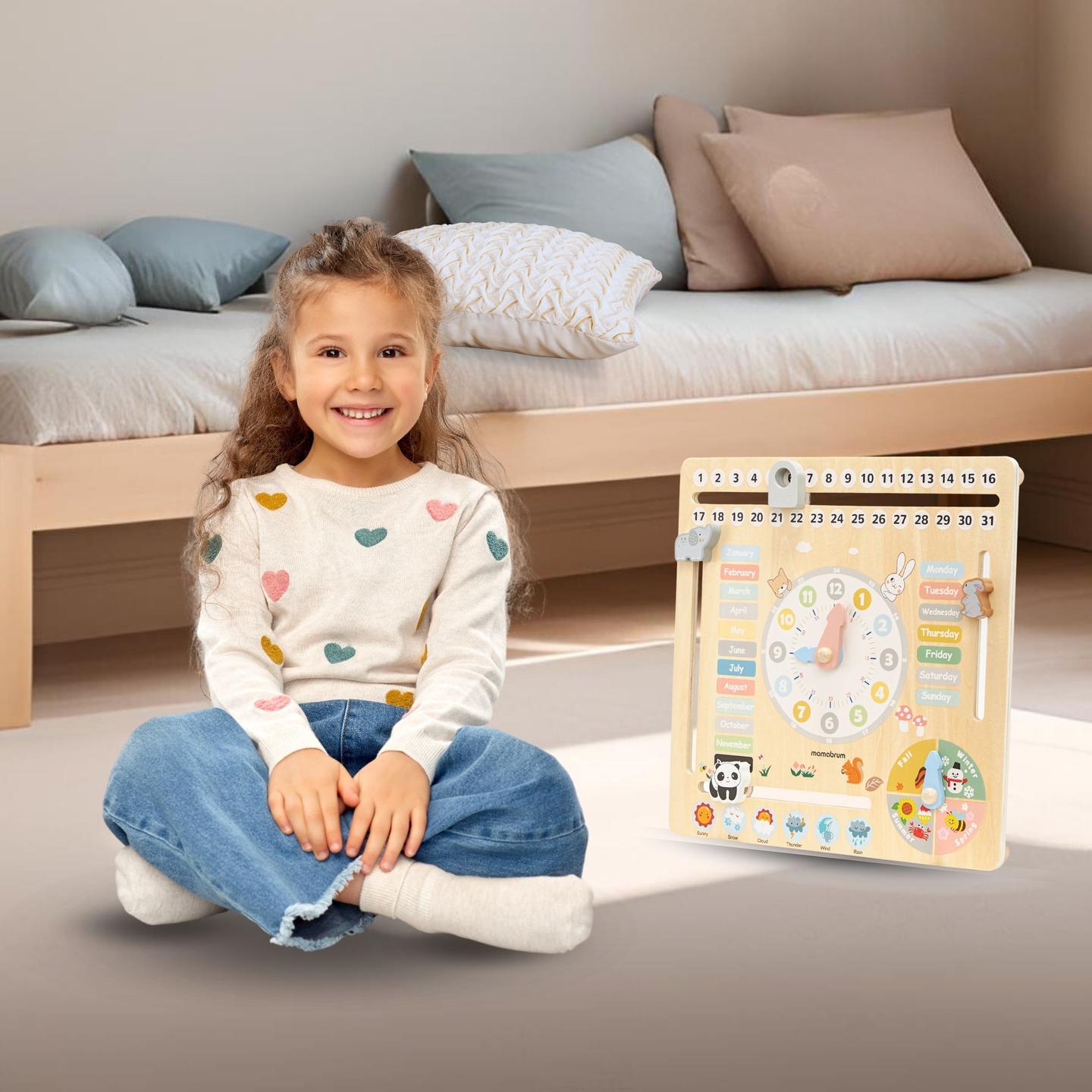Calendrier en bois pour enfants 6in1