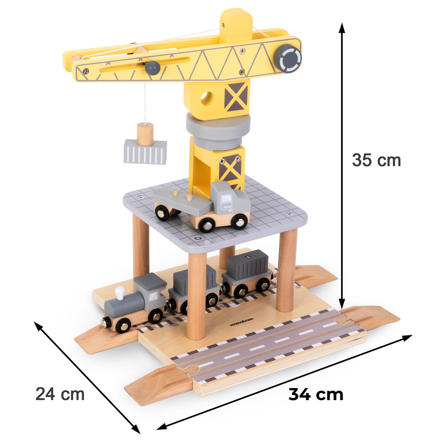 Grue portuaire mobile avec treuil magnétique et accessoires - ensemble en bois