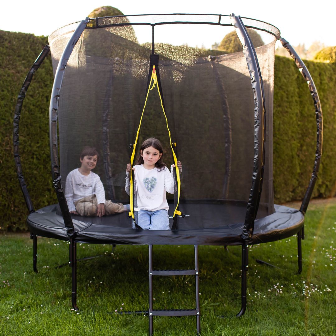 Trampoline de jardin pour enfants HyperMotion - 244 cm 8FT - avec échelle et filet intérieur - pour la maison et le jardin