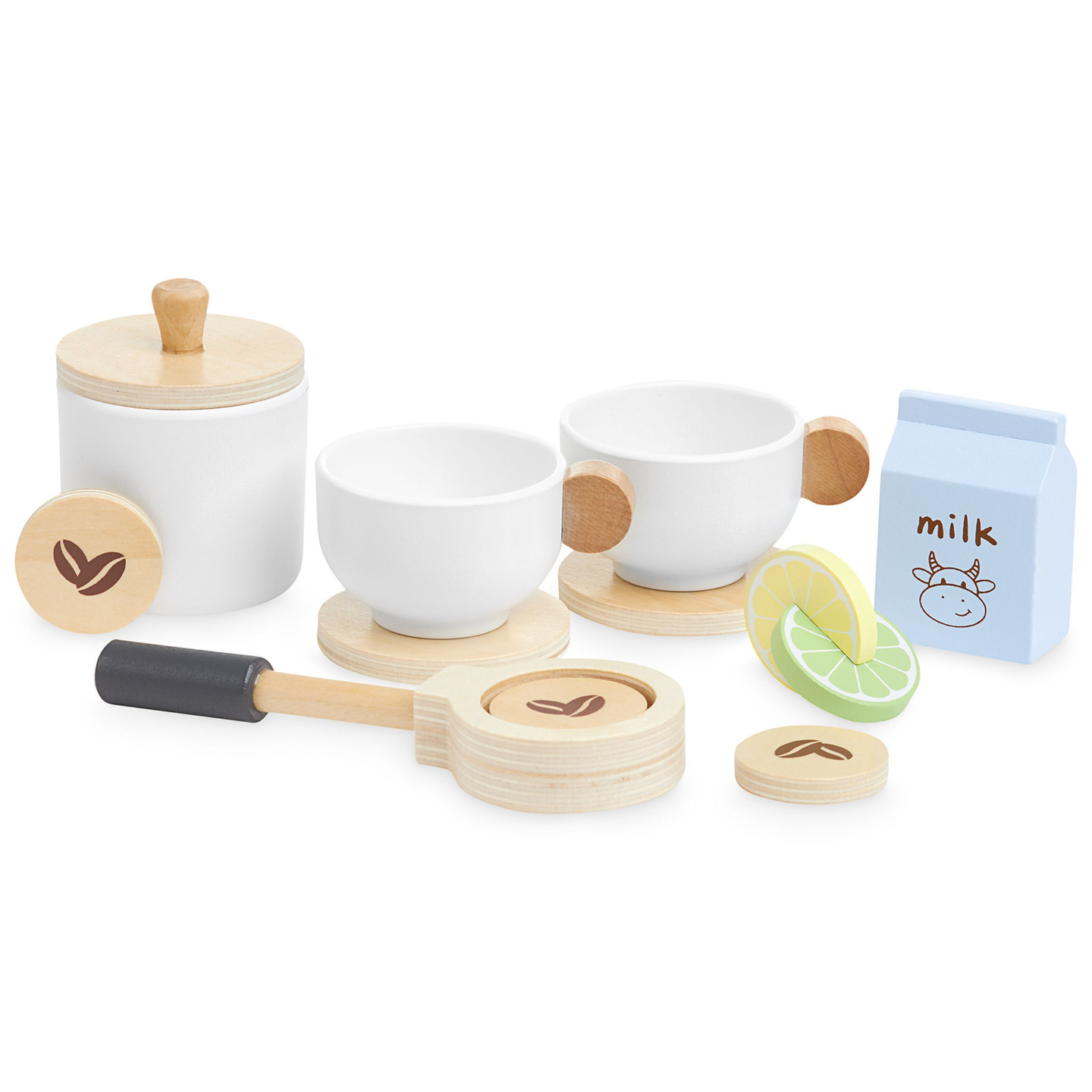 Cafetière et théière en bois avec accessoires - coffee shop