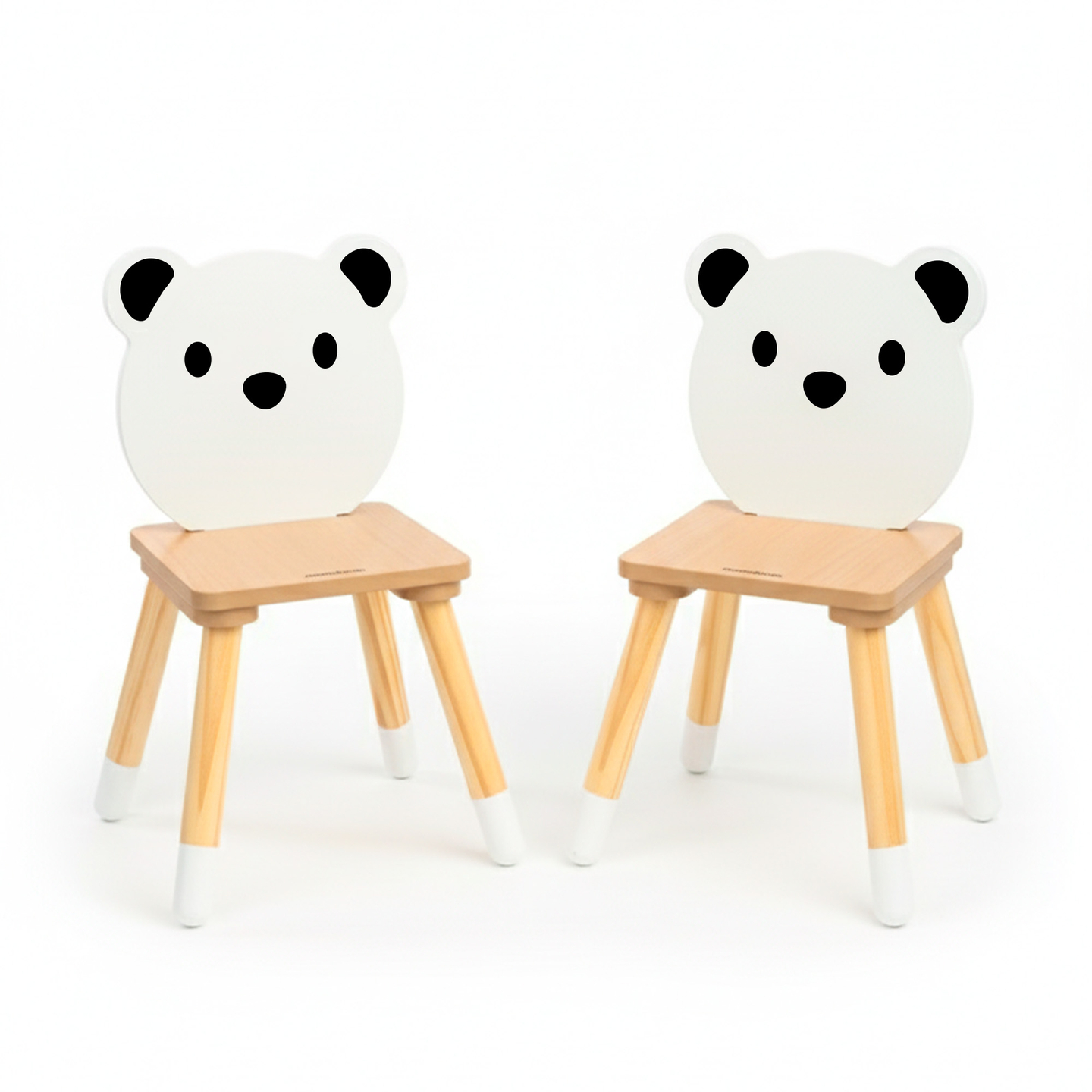 Table en bois avec rangement et 2 chaises Ensemble enfant - Ours en peluche mignon