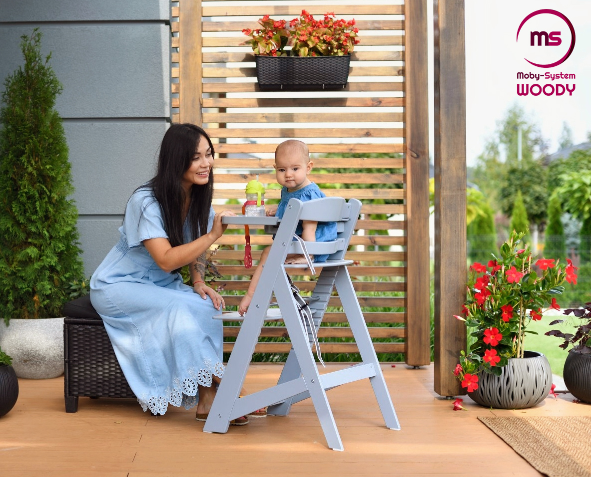 Chaise d'allaitement en bois Moby-System WOODY - couleur grise