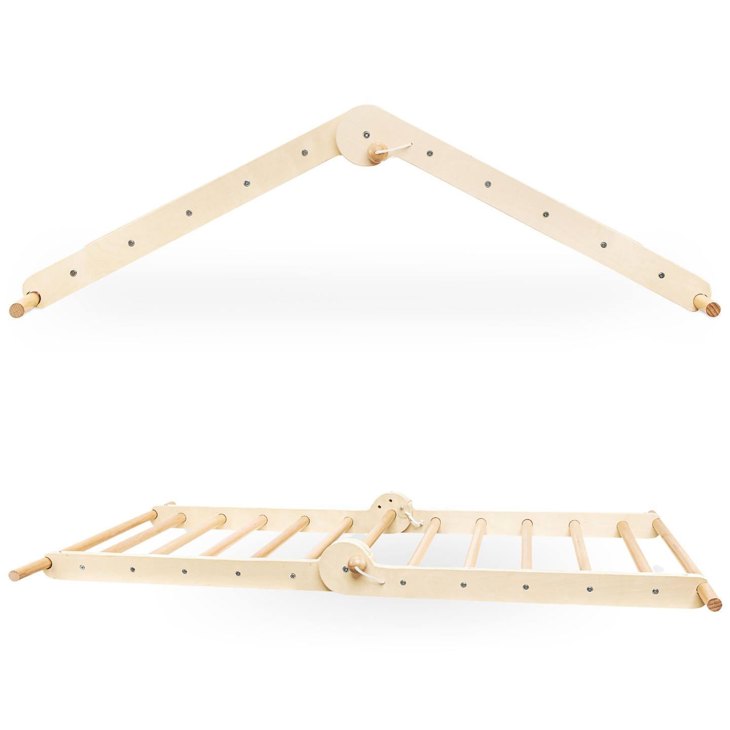 Aire de jeux en bois pour enfants - échelle + mur d'escalade + poutre d'équilibre - triangle de Pikler