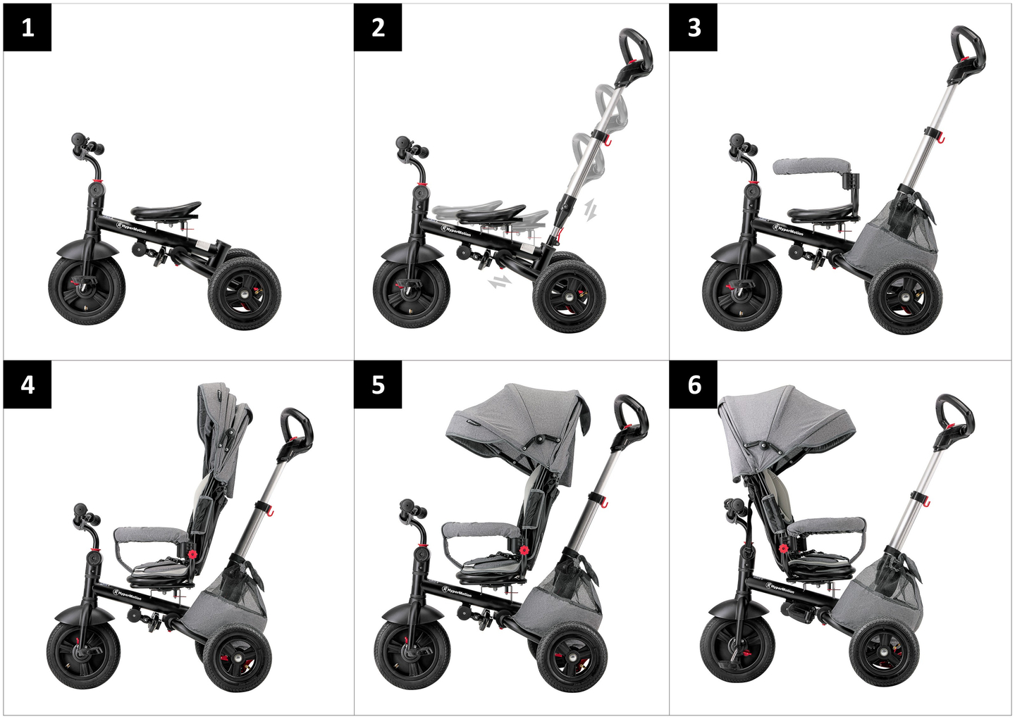 Tricycle Tobi Velar + film de pluie - gris