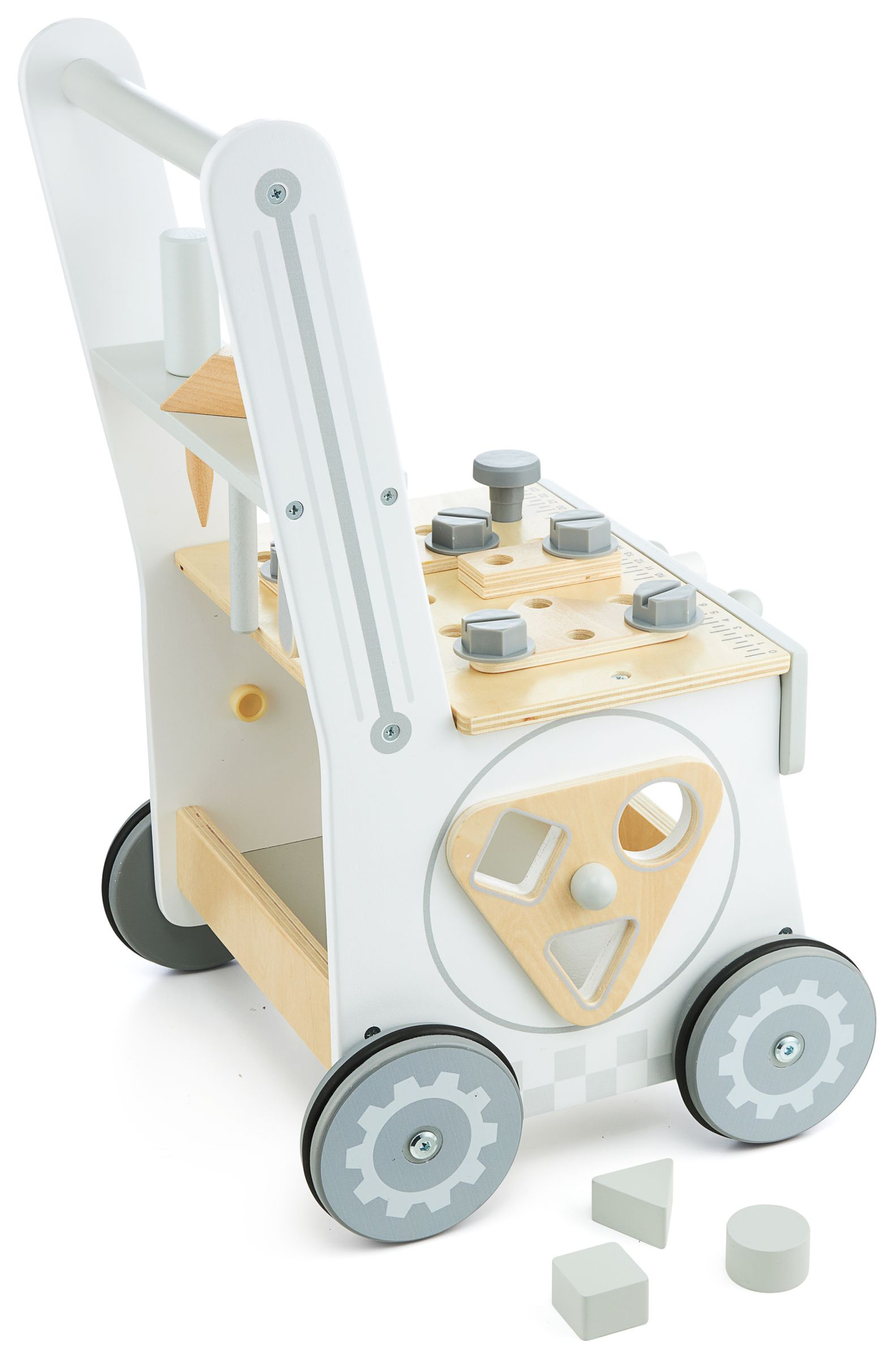 Déambulateur, pousseur et atelier en bois 3-en-1 - 47 éléments