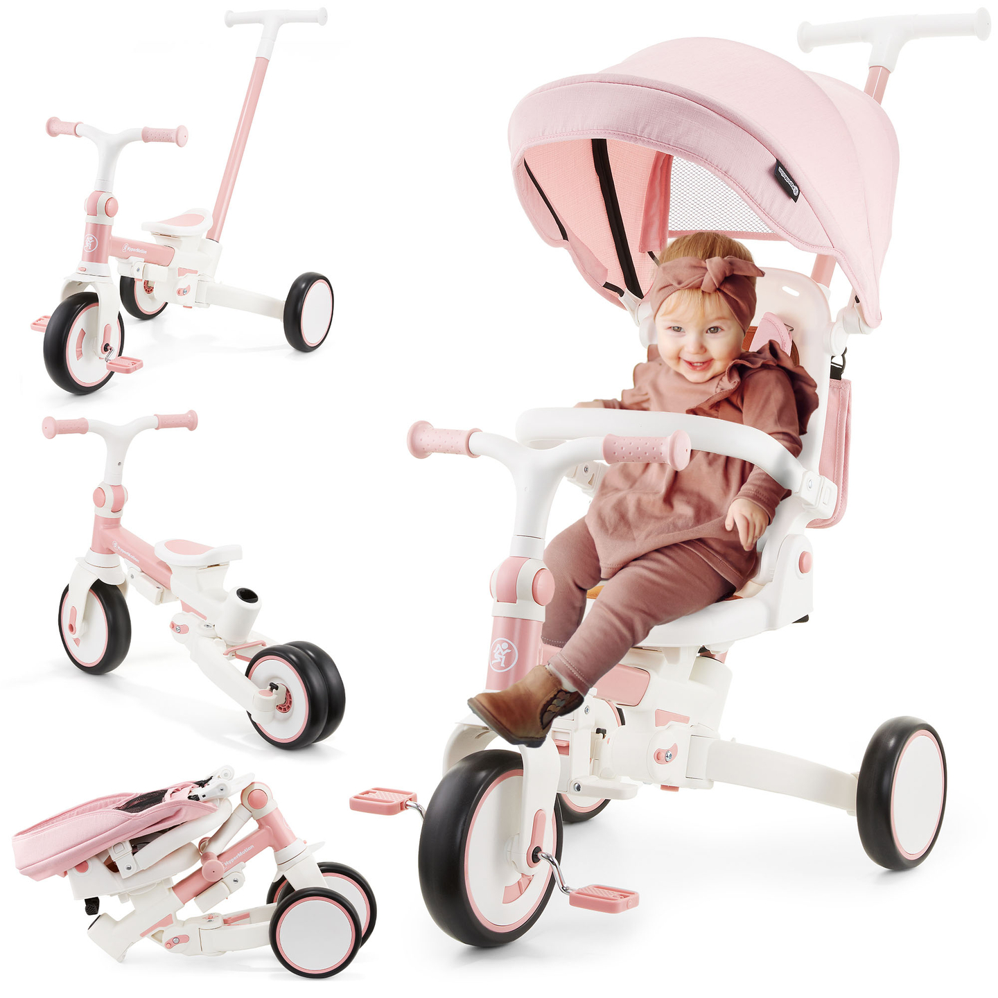 Tricycle multifonctionnel 8 en 1 TOBI FOREST - rose