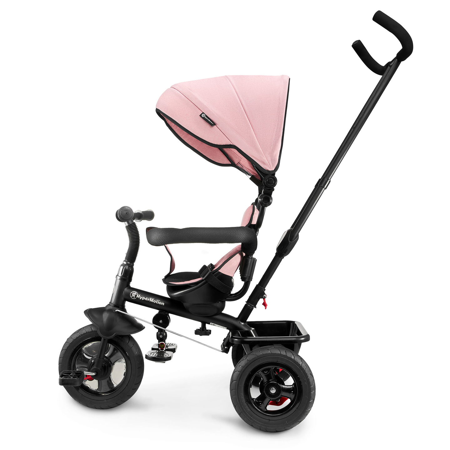 Tricycle pour enfants 1-4 ans - TOBI FREY - couleur rose - pivotant - roues pompées + pousseur
