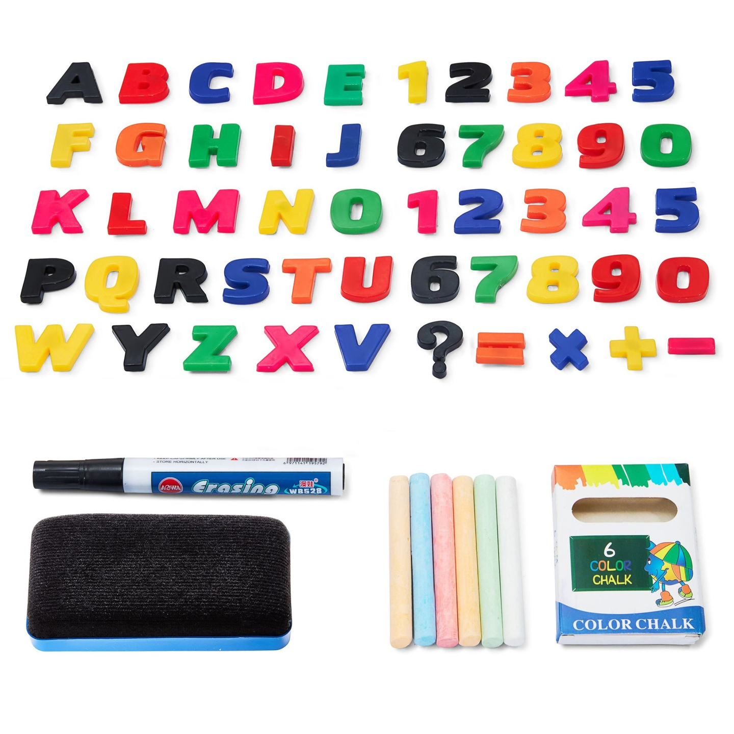 Grand tableau éducatif double face : magnétique et tableau noir - tableau effaçable à sec, en bois