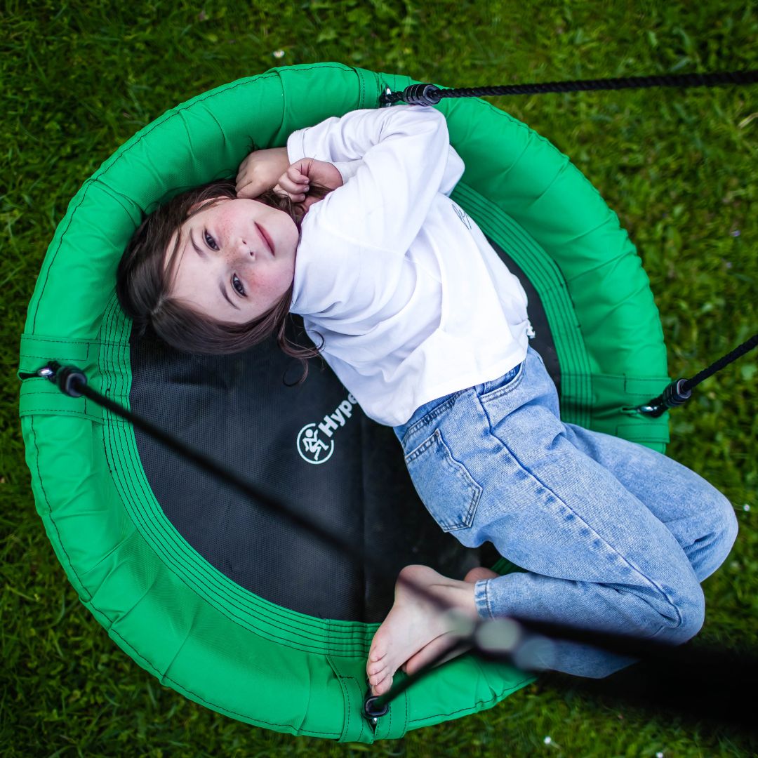 Balançoire de jardin double avec cadre et cordes - siège et nid de cigogne