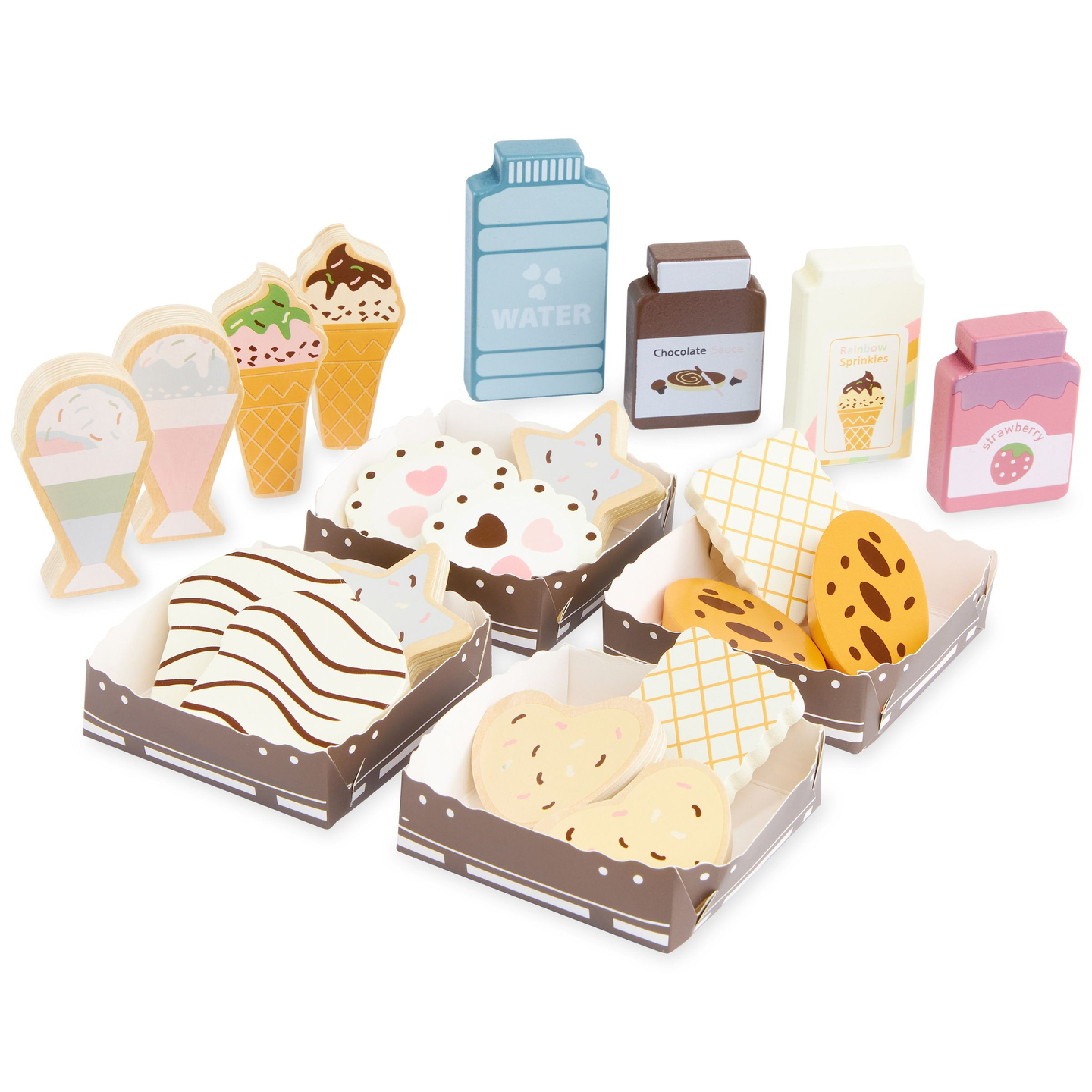 Boutique pliante en bois - café, pâtisserie avec accessoires