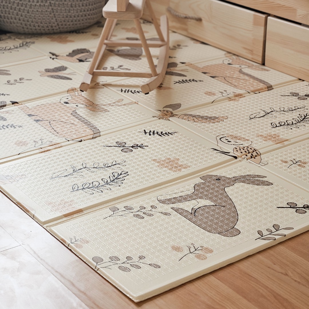 Tapis en mousse pliable double face 180 x 120 x 1 cm - Forêt Magique/Rues d'Automne - bohème