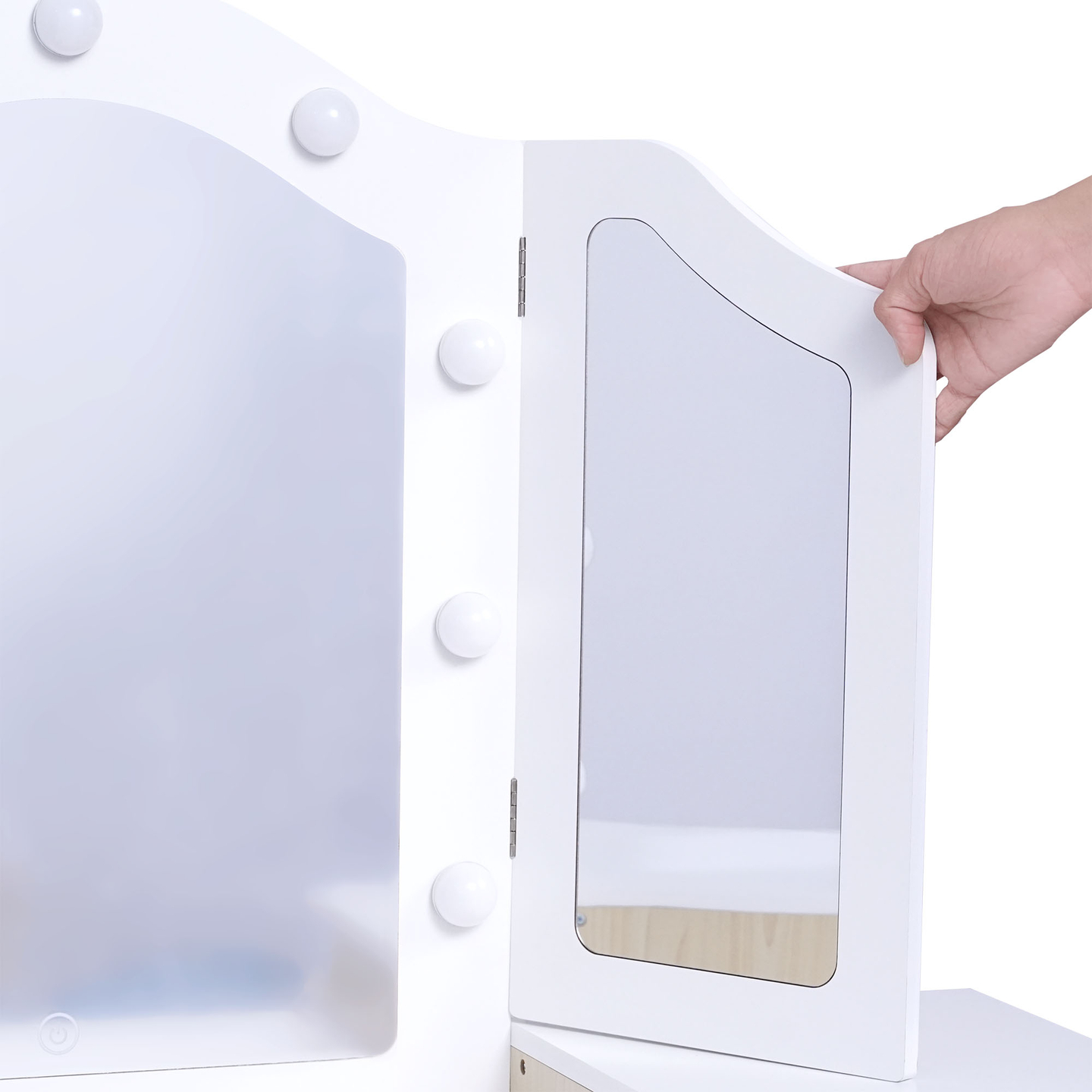 Table à langer en bois pour enfants avec chaise, accessoires et éclairage LED