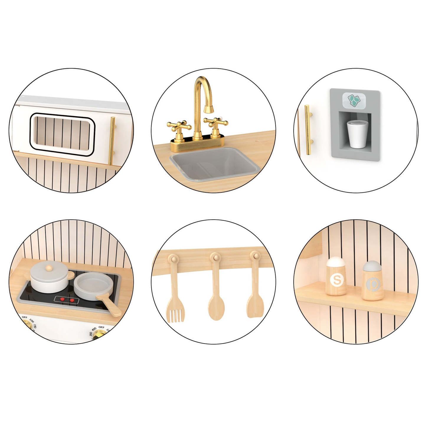 Cuisine interactive XXXL en bois avec réfrigérateur, micro-ondes, four, lave-vaisselle et accessoires - blanc