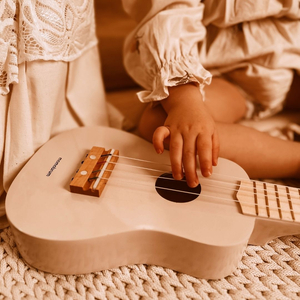 Guitare en bois pour enfants - ukulélé - couleur rose